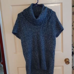 Beautiful blue cowl neck short sleeve sweater